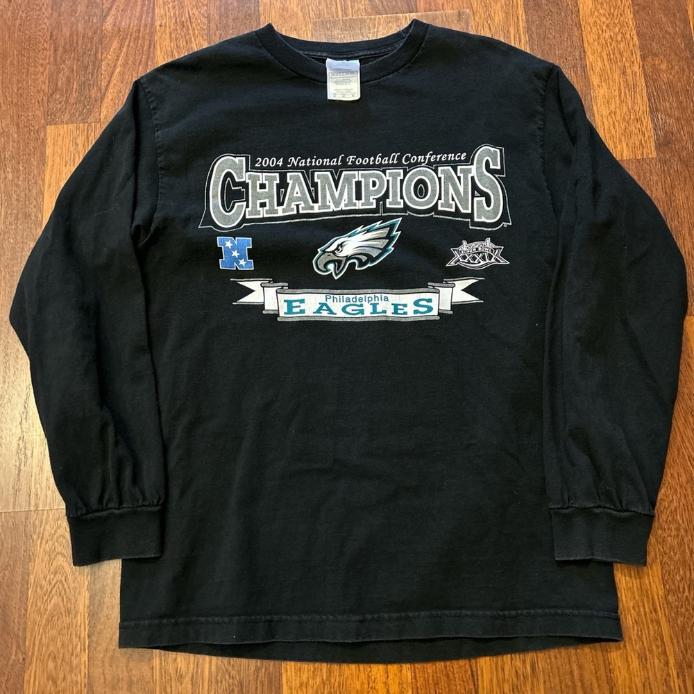 Vintage Philadelphia Eagles 2004 NFC Champions Long Sleeve Shirt Size Medium